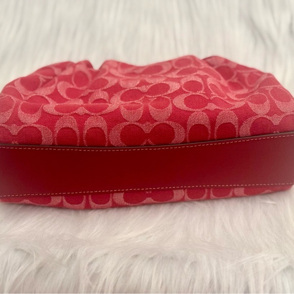 NWT Coach Faye Shoulder Bag In Signature Denim CDB93 denim in Silver/True Red - Picture 13 of 16